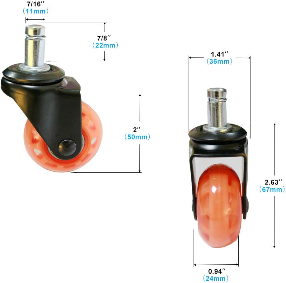 8T8 Ruedas giratorias para silla de 2 pulgadas, rodamiento suave y silencioso, ruedas de repuesto resistentes para silla de escritorio de oficina,