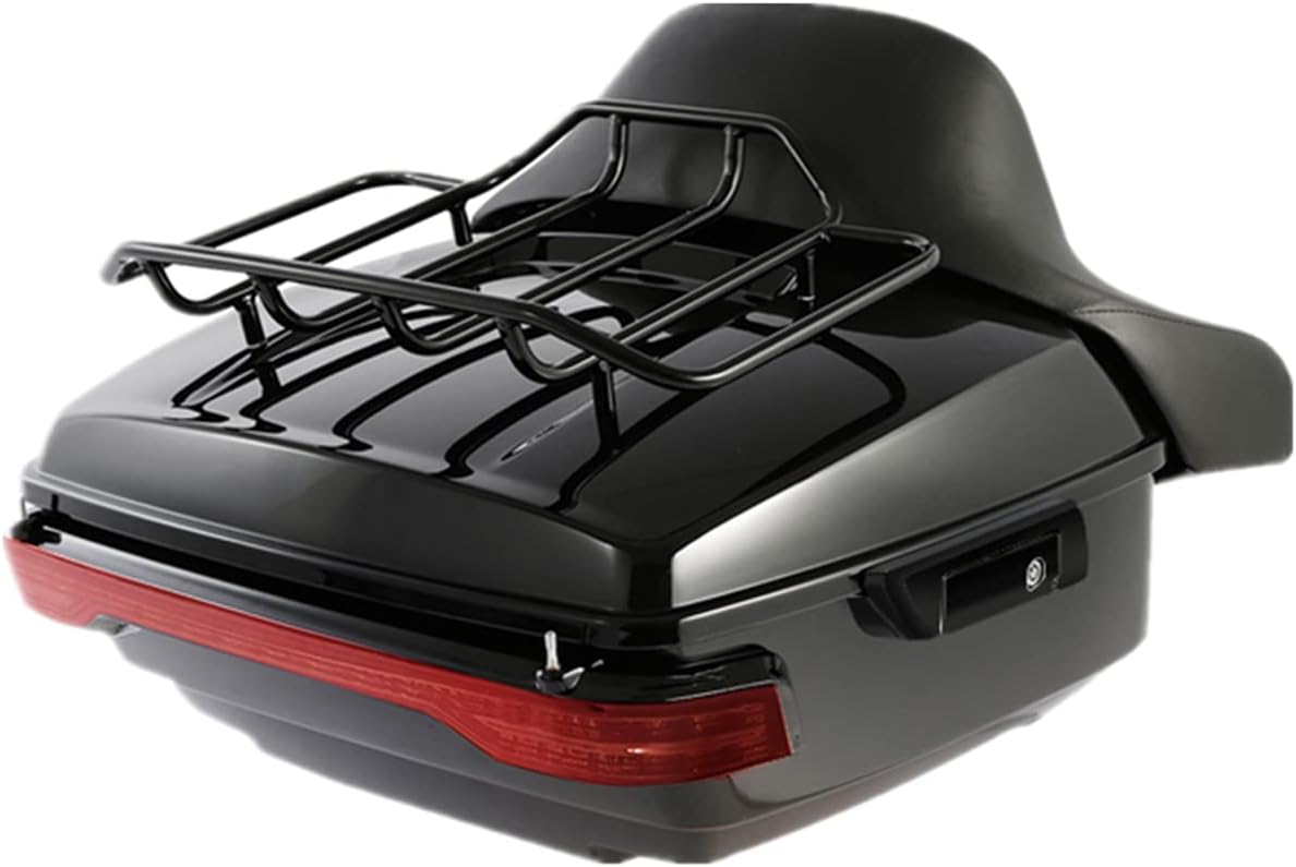 XMTMOTO Vivid Black King Tour Pack Kit Tour, paquete turístico+portaequipajes+respaldo+luz trasera de freno LED para Harley Davidson Touring Road