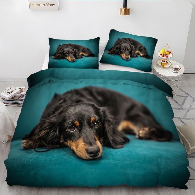 Funda de edredón verde oscuro con estampado de animales, funda de edredón de microfibra suave y 2 fundas de almohada de 20 x 36 pulgadas, juego de