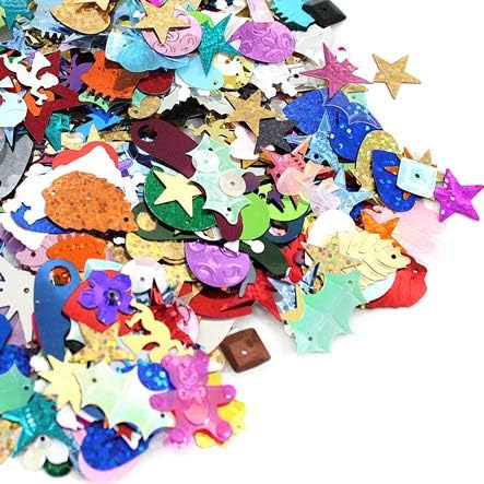Lentejuelas y Lentejuelas Surtidas, Colores Brillantes y Formas Mixtos 1.76 oz