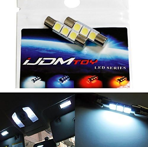 iJDMTOY (2 bombillas LED 3-SMD 1.142 in 6614F para luces de espejo de tocador de visera solar de coche, color blanco xenón