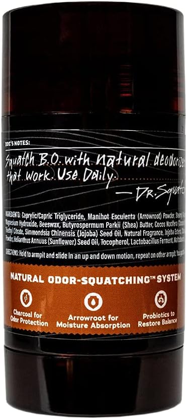 Dr. Squatch Desodorante natural para hombres  Desodorante para hombre sin aluminio, barril de madera Bourbon 2.65 oz (paquete de 1)