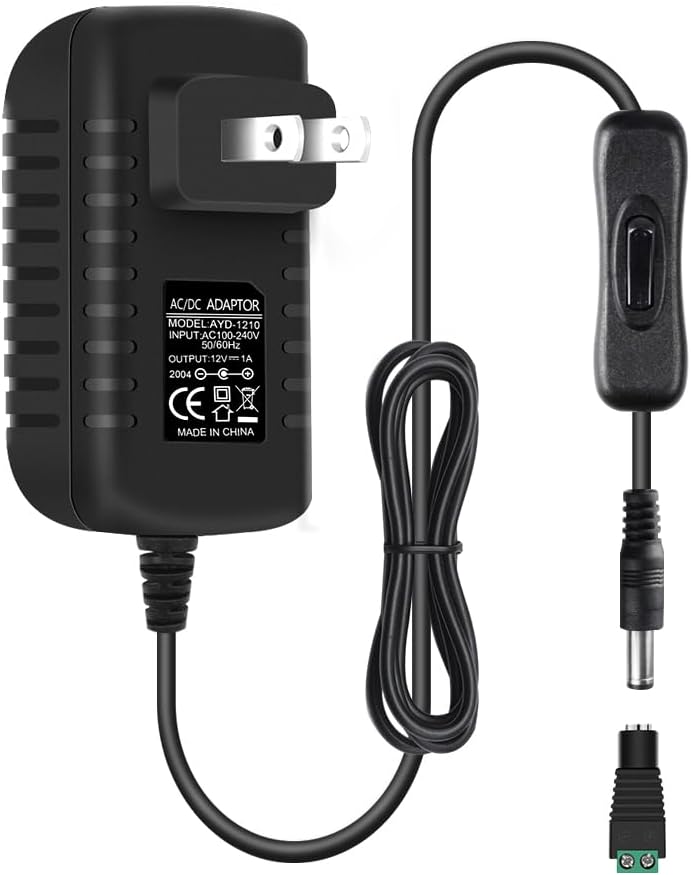 Fuente de alimentación de tira LED de 12V 1A 12W con interruptor de encendido y apagado, adaptador de corriente de conmutación de CACC,