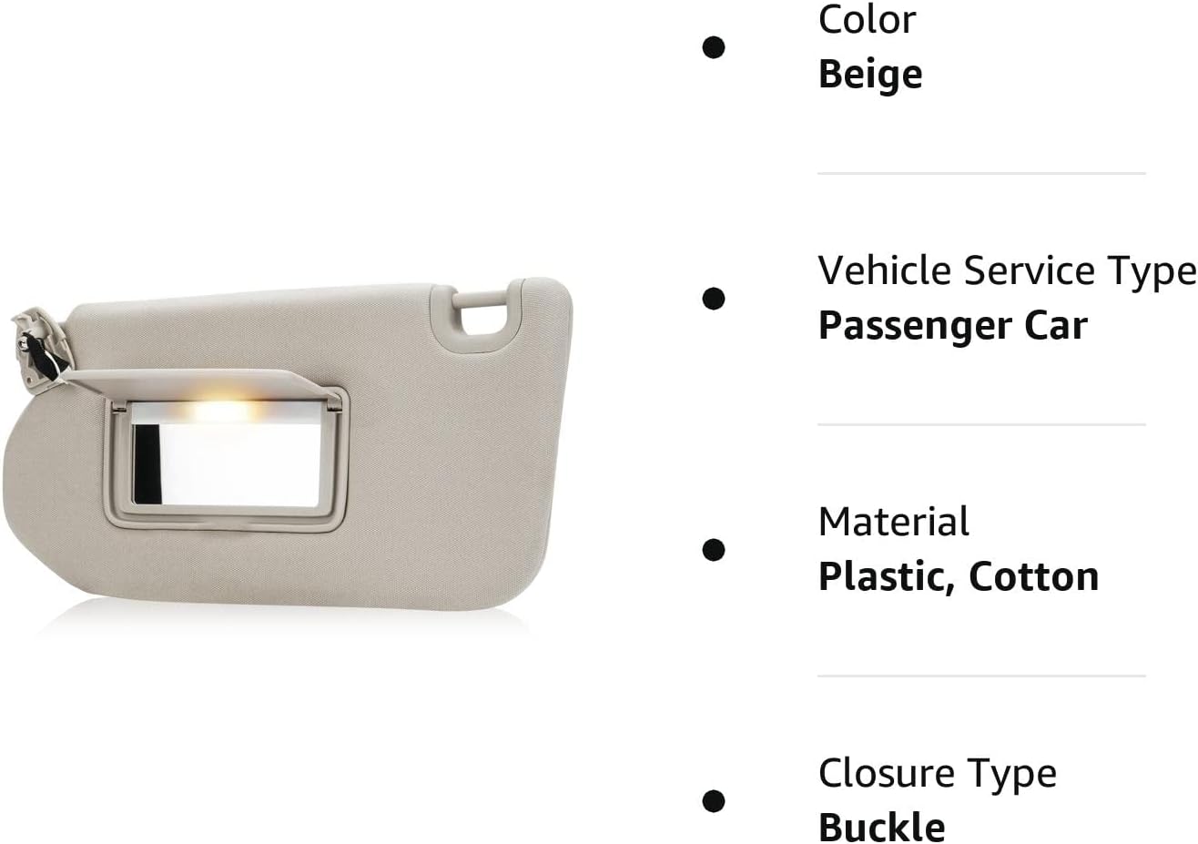 Reemplazo de visera solar para lado izquierdo del conductor beige compatible con Nissan Pathfinder 2013-2018, Infiniti QX60 2014-2017, Infiniti JX35