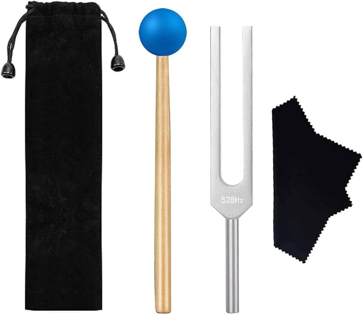 Diapasón para curación y salud, juego popular de afinación musical de 528 Hz para reparación de ADN, alivio del estrés, con martillo de silicona y