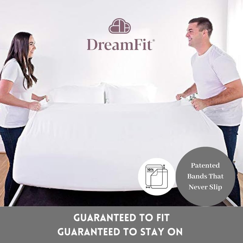DreamFit DreamCool – Juego de sábanas refrescantes de 100 % algodón egipcio con correas elásticas en las esquinas, cama ajustable, bolsillo extra