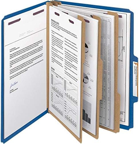 Smead – Carpeta de archivo para clasificación, de cartón prensado, con sujetadores SafeSHIELD, 3 divisiones, expansores de 7.6cm, tamaño carta, Azul