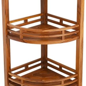 Cambridge Casual Estate de madera de teca independiente de 3 niveles, estante de baño esquinero, marrón natural Cambridge Casual Estate de madera de teca independiente de 3 niveles, estante de baño esquinero, marrón natural