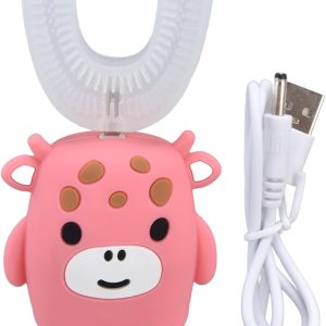 Cepillo de dientes eléctrico en forma de U para niños, cepillo de dientes de dibujos animados rosa, cepillo de dientes automático de 360, carga USB, Cepillo de dientes eléctrico en forma de U para niños, cepillo de dientes de dibujos animados rosa, cepillo de dientes automático de 360, carga USB,