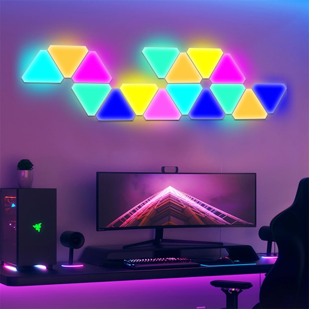 fbkapelk RGB intercambiable WiFi Bluetooth 5V USB triángulo lámparas cuántica atmósfera LED luz nocturna para juego dormitorio decoración creativa