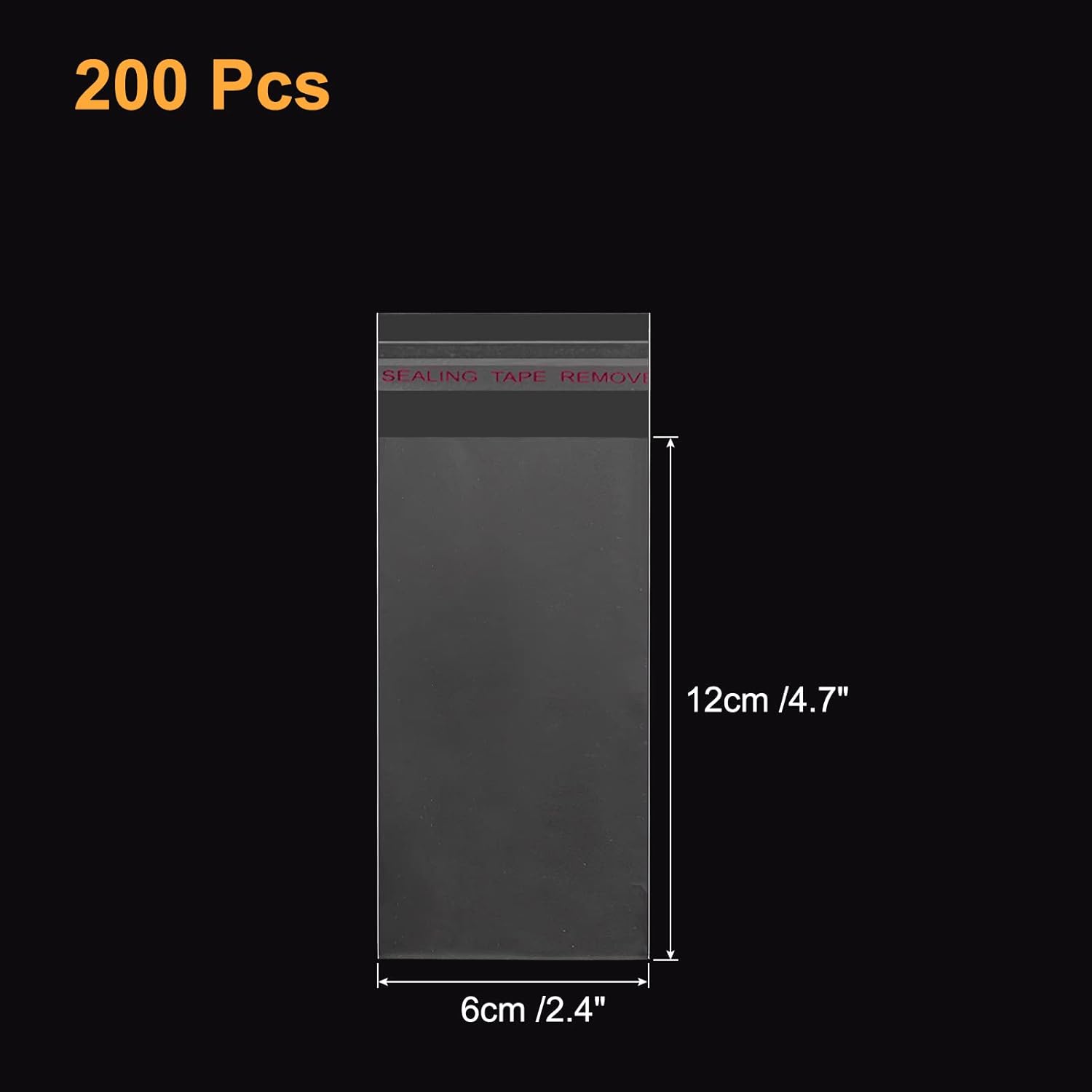 uxcell 200 bolsas transparentes para violonchelo, 2.4 x 4.7 pulgadas, de plástico, autoadhesivas, OPP, bolsas de polietileno para embalaje de