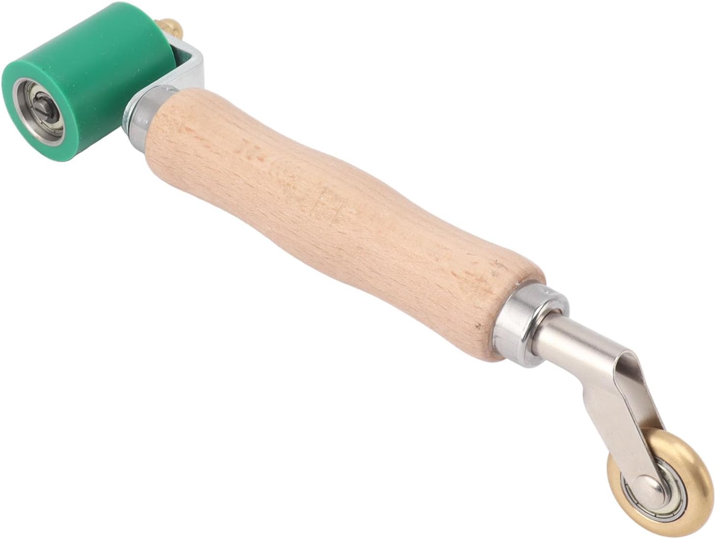 TOPINCN Rodillo de costura de acero para papel tapiz de 1.575 in, rodillo de costura de silicona con mango de madera, rueda de latón de doble uso,