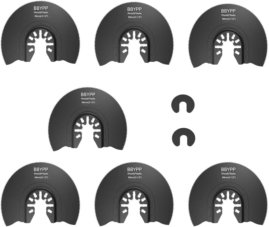 7 hojas de sierra oscilantes semicirculares para cortar madera plástico metal suave, 3-12 pulgadas (3.465 in) oscilantes multiherramienta cuchillas