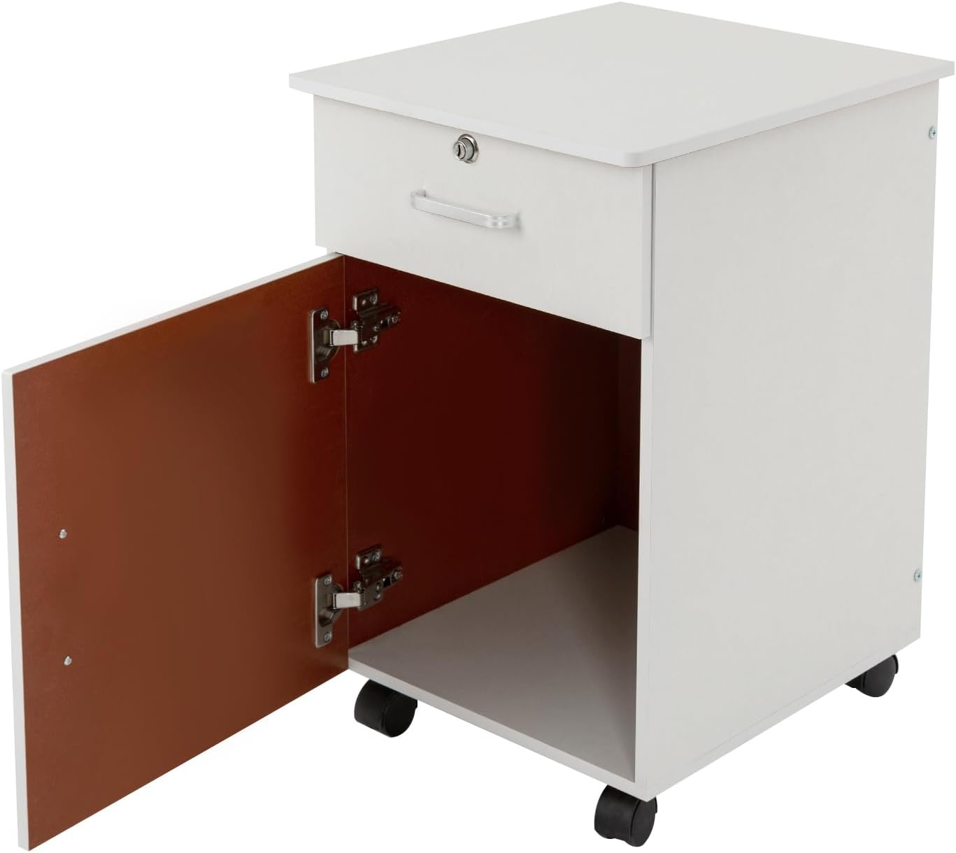 Fetcoi Archivador móvil vertical portátil con estantes de almacenamiento, gabinete móvil debajo del escritorio, cajones de oficina con cerradura y