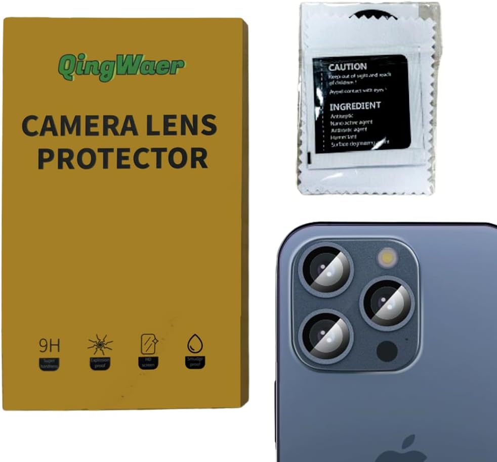 Protector de lente de cámara para iPhone 15 Pro  15 Pro Max, aleación 3D de metal y vidrio templado, protección de cobertura completa, 1 paquete