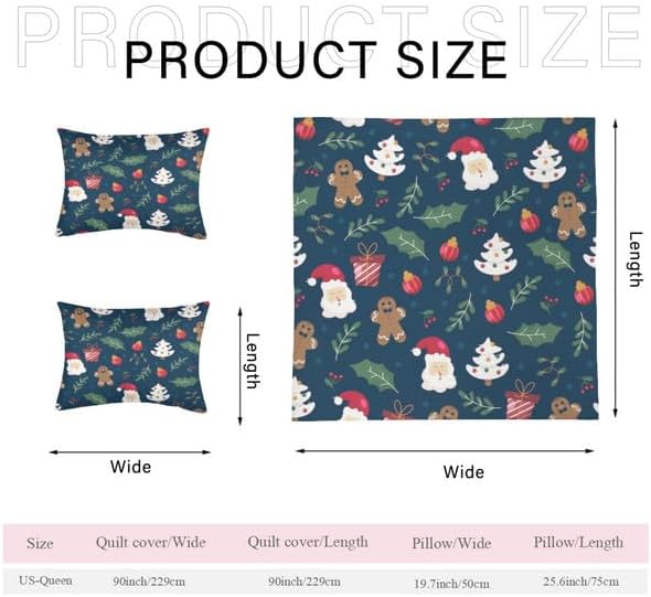 Bidesign Juego de funda de edredón tamaño matrimonial con temática navideña (diseño de cerezaárbol de Navidadcampana) para vacaciones (1 funda de