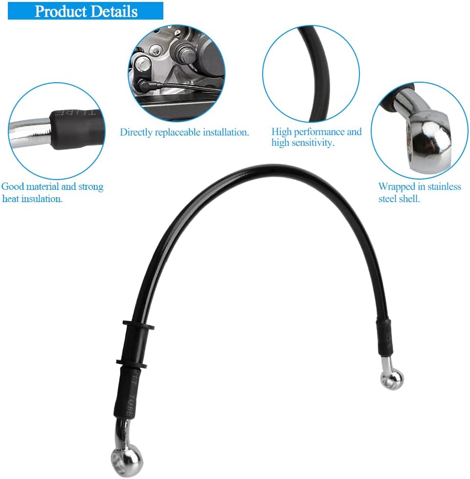 Línea de freno de motocicleta, tubo de aceite de embrague hidráulico universal de 15.75 pulgadas, accesorios trenzados de acero inoxidable para