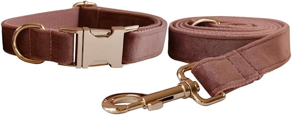 Juego de collar y correa de terciopelo para perro, collar y correa suaves y cómodos, collares ajustables con hebilla de metal resistente para perros