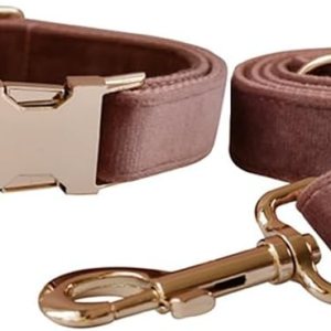 Juego de collar y correa de terciopelo para perro, collar y correa suaves y cómodos, collares ajustables con hebilla de metal resistente para perros Juego de collar y correa de terciopelo para perro, collar y correa suaves y cómodos, collares ajustables con hebilla de metal resistente para perros