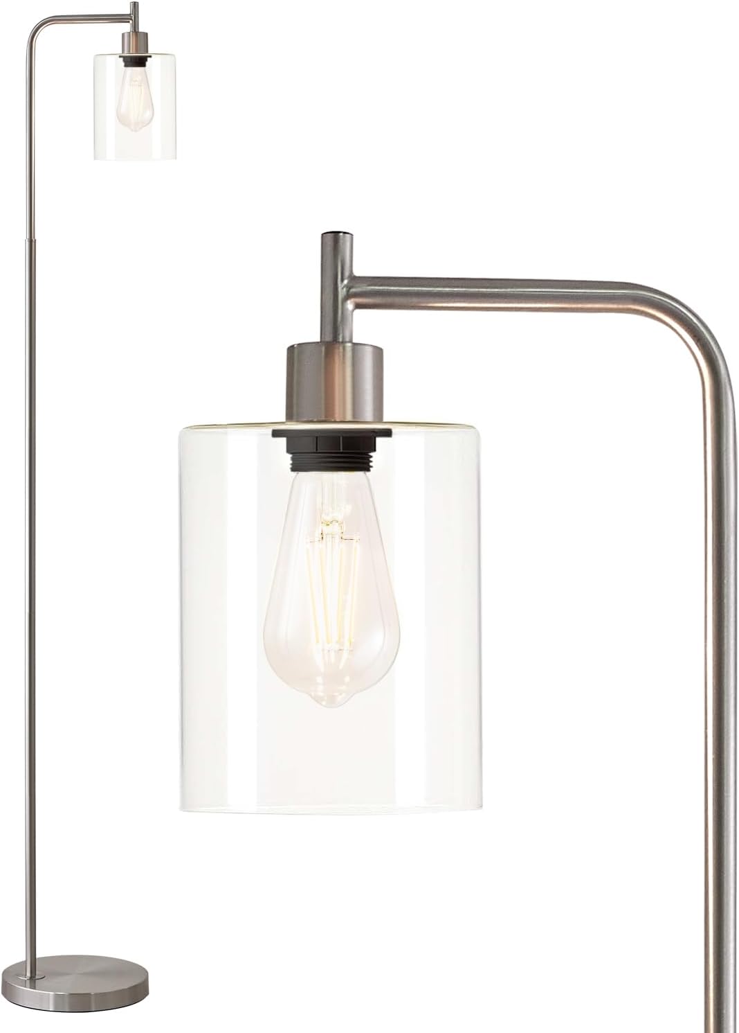 Oneach Lámparas de pie de 66.5 pulgadas para sala de estar con pantalla de cristal, lámpara de pie industrial para dormitorio, lámpara de pie