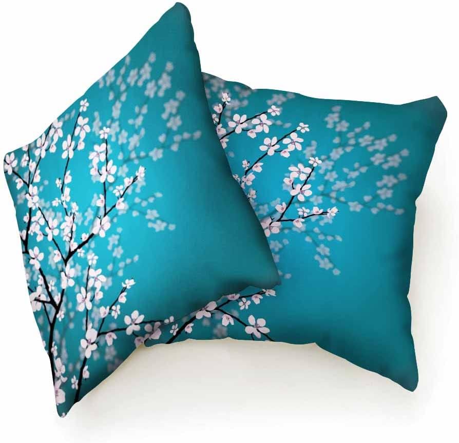 Beabes Almohadas decorativas cuadradas con diseño de cerezo en acuarela para sofá o cama, 18 x 18 pulgadas, para mujeres, hombres, niños y niñas,