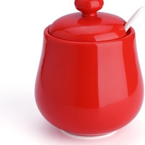 Sweese Azucarero de porcelana de 12 onzas, recipiente de azĂșcar con cuchara y tapa para el hogar y la cocina, rojo – 481.104 Sweese Azucarero de porcelana de 12 onzas, recipiente de azĂșcar con cuchara y tapa para el hogar y la cocina, rojo – 481.104