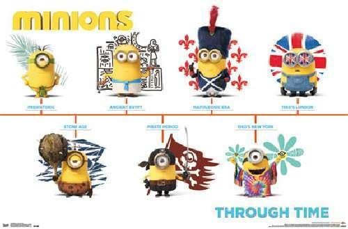 Trends International Póster de pared de Minions Through Time, 22.375 x 34 pulgadas