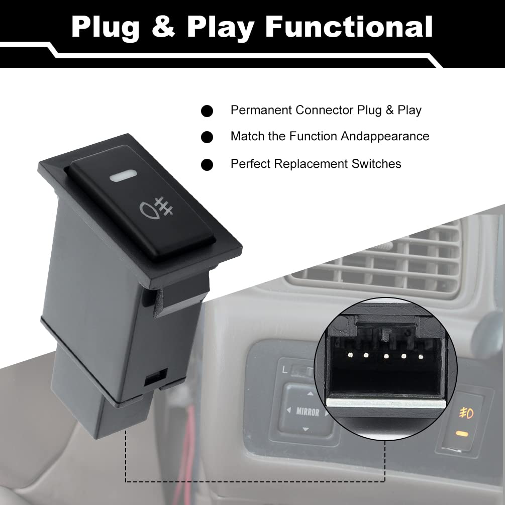 NJSBYL Luz antiniebla LED encendido apagado SPST interruptor basculante para Toyota 4Runner Camry Celica Corolla Highlander Echo MR2 RAV4 Avalon