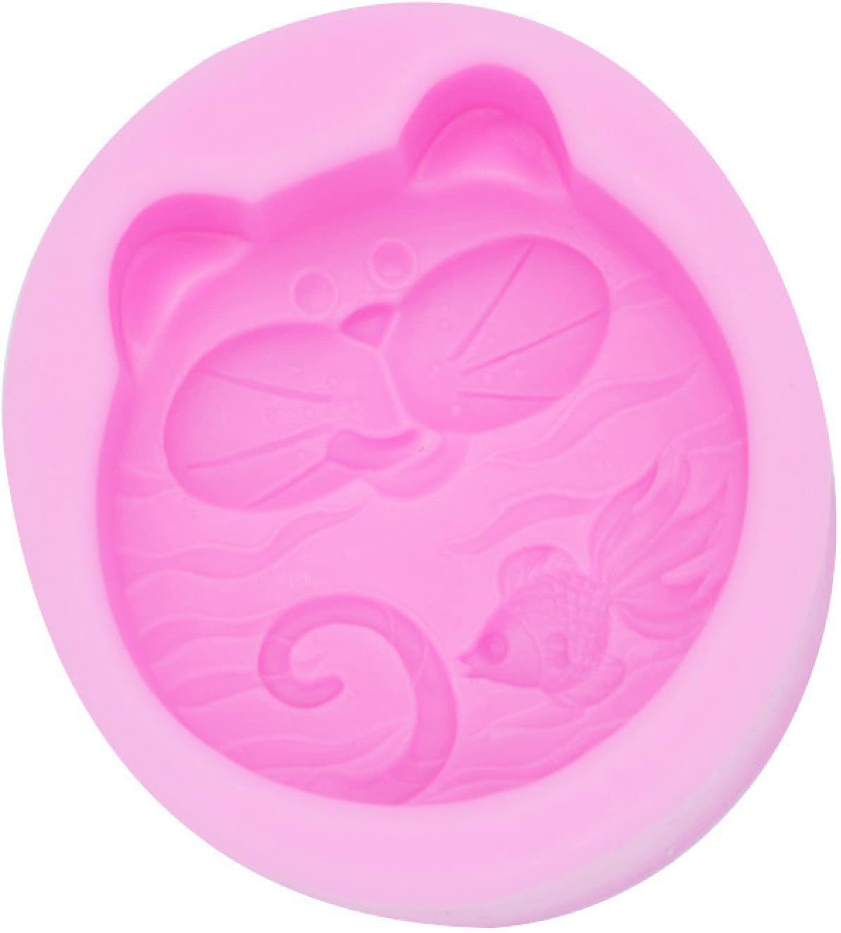 Molde de fondant 2 piezas de azúcar hecho a mano jabón arcilla molde gato jabón silicona chocolate pastel molde