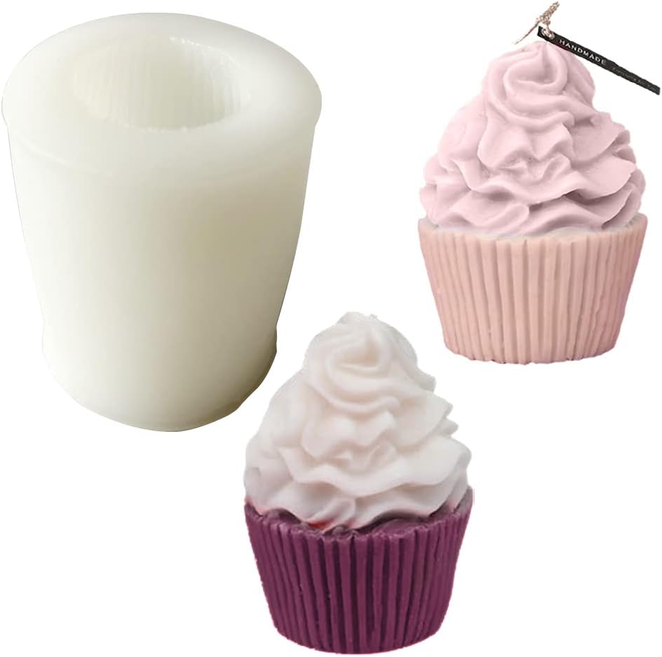 Moldes de jabón de silicona para cupcakes de helado en 3D, moldes de vela en forma de cono de helado, moldes de arcilla, moldes de vela de silicona
