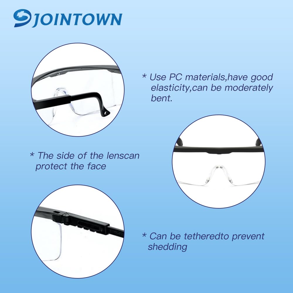 Jointown Gafas de seguridad ajustables  12 unidades por caja de gafas protectoras con residuos antigotas, antivaho y resistentes a los arañazos