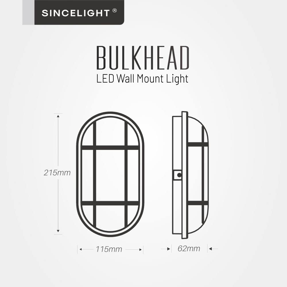 SINCELIGHT Lámpara LED ovalada para montaje en pared y techo, difusor de ópalo, impermeable IP65 para uso en interiores o exteriores, 15 W, blanco
