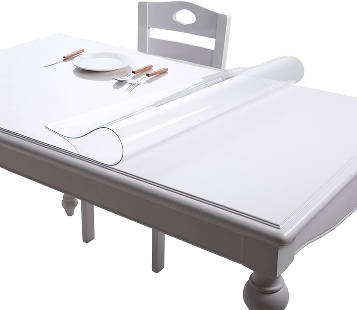 XFKJYXGS Mantel protector de mesa de comedor transparente de PVC transparente, fácil de limpiar (0.059in, 19.7 x 31.5 pulgadas)