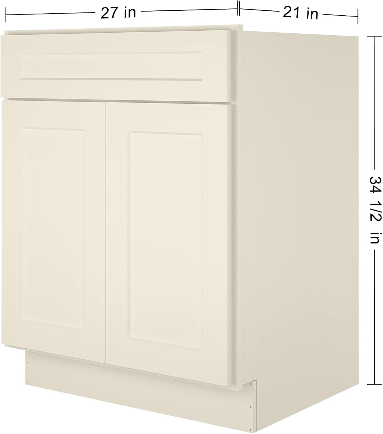 LOVMOR Gabinete de baño, 27’W, Shaker Antique White, Unidad de almacenamiento de un solo fregadero, Gabinete de almacenamiento para fregadero con