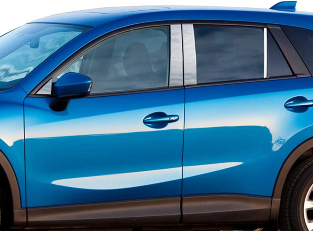 QAA es compatible con Mazda Cx-5 2013-2016 8 piezas de acero inoxidable poste de pilar trim, incluye pieza triangular delantera PP13722