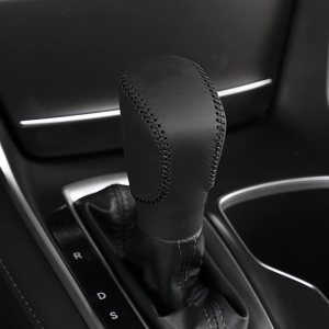 Pomo de palanca de cambios de automóvil para Honda Accord 2018-2022, protector de piel para palanca de cambios, color negro con costuras negras Pomo de palanca de cambios de automóvil para Honda Accord 2018-2022, protector de piel para palanca de cambios, color negro con costuras negras