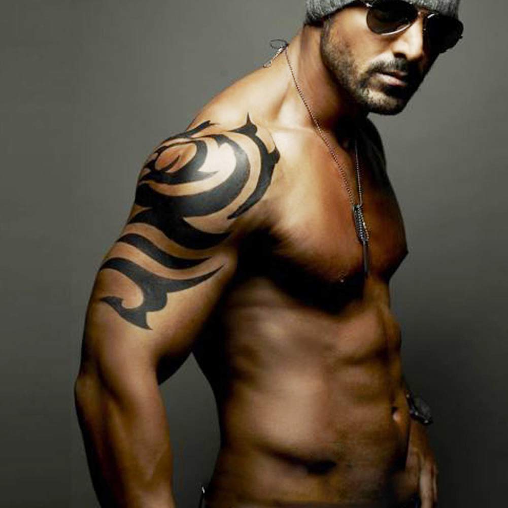 2 hojas de tatuajes temporales de tótem tribal grande, tamaño A4, 8.27 x 11.67 pulgadas, tatuajes corporales para hombres y mujeres, papel de