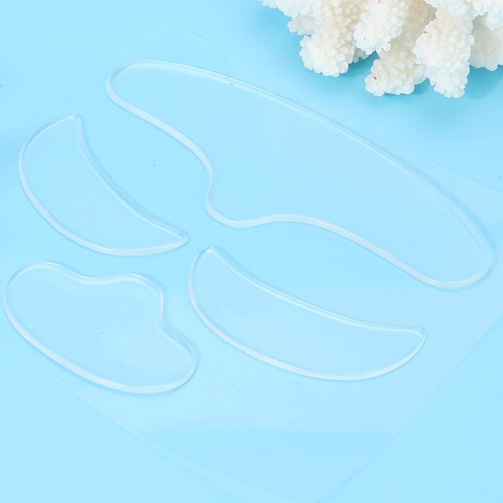 4 parches antiarrugas de silicona, reutilizables para frente y barbilla, almohadillas antiarrugas de silicona para el cuidado de la piel,