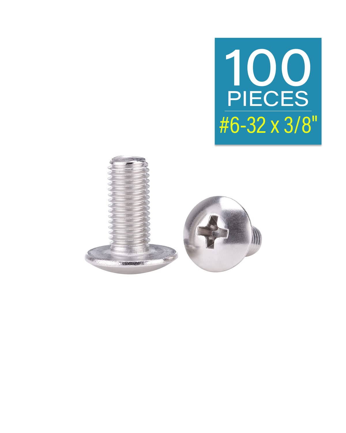 Tornillos de cabeza Phillips de 38 pulgadas, tornillos de acero inoxidable 304, 100 unidades