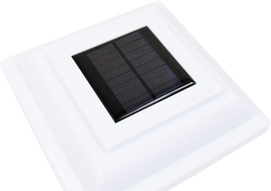 Paquete de 4 unidades blancas para jardín al aire libre, 5 x 5, solares 12 SMD LED, tapa de cubierta de poste, luz de valla cuadrada, lámpara de