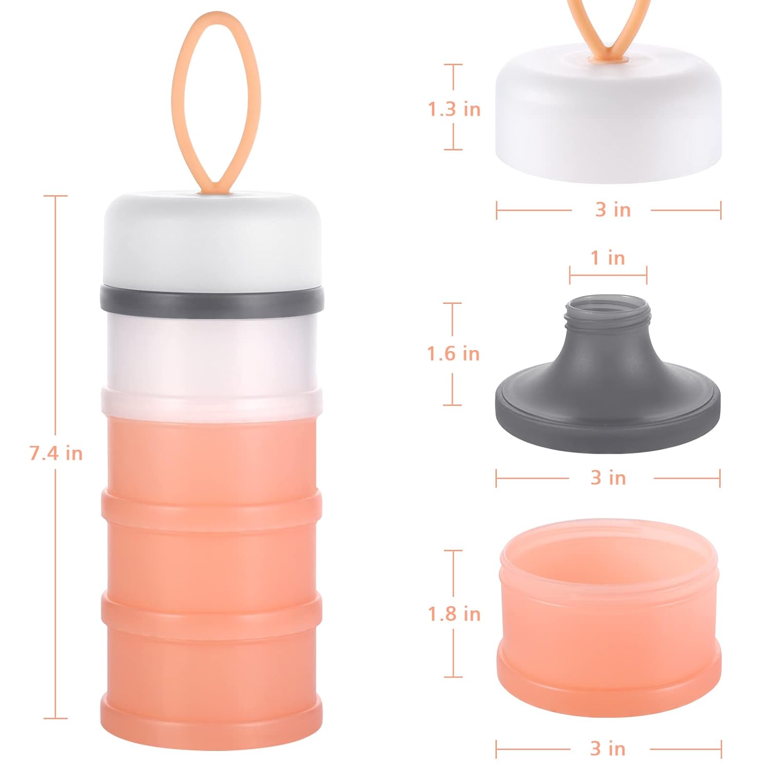 Accmor Dispensador de fórmula de 2 piezas para llevar, contenedor de fórmula portátil apilable para llevar, sin BPA, para leche en polvo para bebés