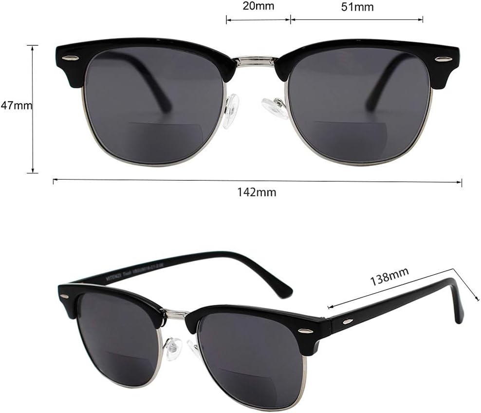 VITENZI Gafas de sol bifocales para hombres y mujeres, lentes de lectura semi sin montura tintadas con lectores – Tivoli