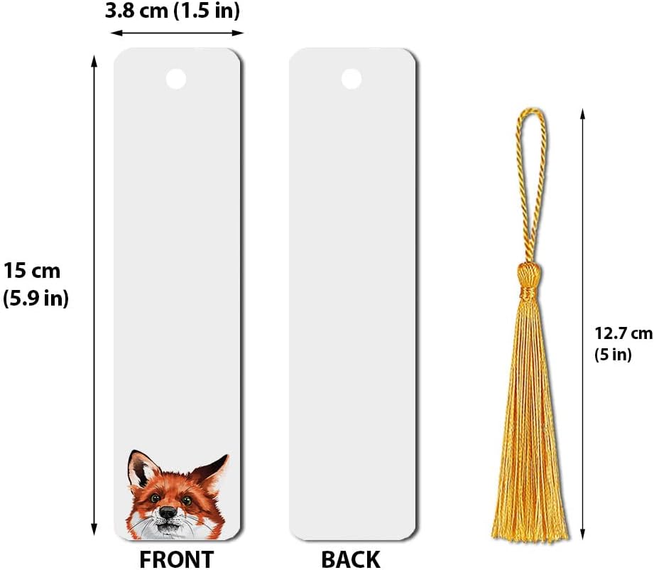WIRESTER Juego de 2 marcadores de metal con borla dorada clara para estudiantes, lectores, profesores, amantes de los libros, zorro rojo, panda rojo