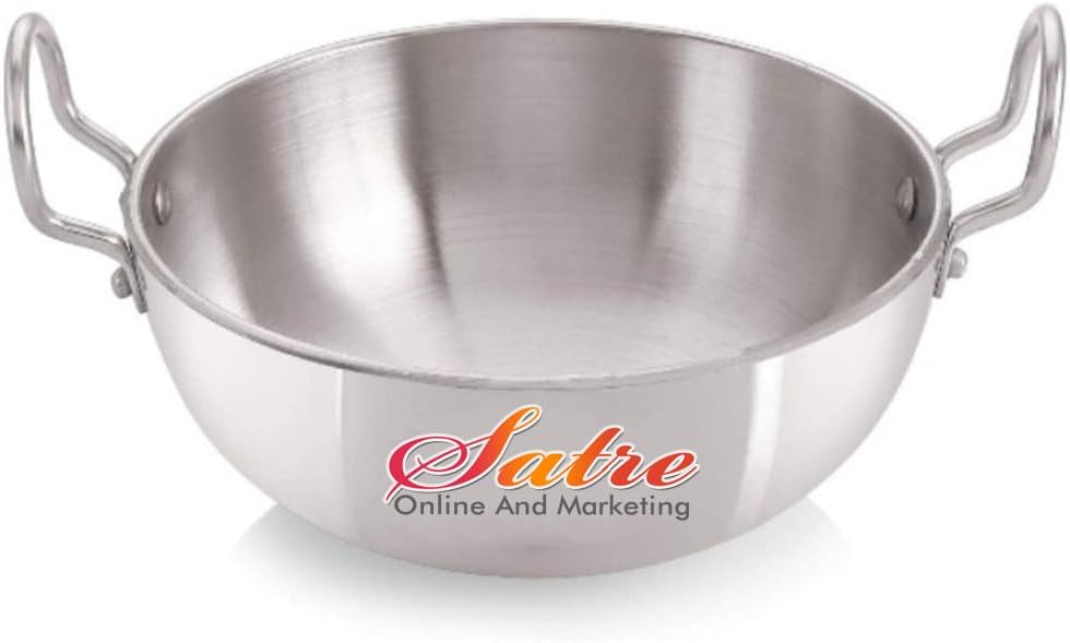 Satre Online and Marketing Aluminio Kadhai Tamaño No-12 con Hindalco Aluminio Tadka Pan Tamaño No-6 (Paquete de 2)