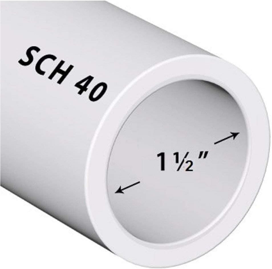 Tubo de PVC Sch40 1-12 pulgadas (1.5) Longitud personalizada blanca – 2FT