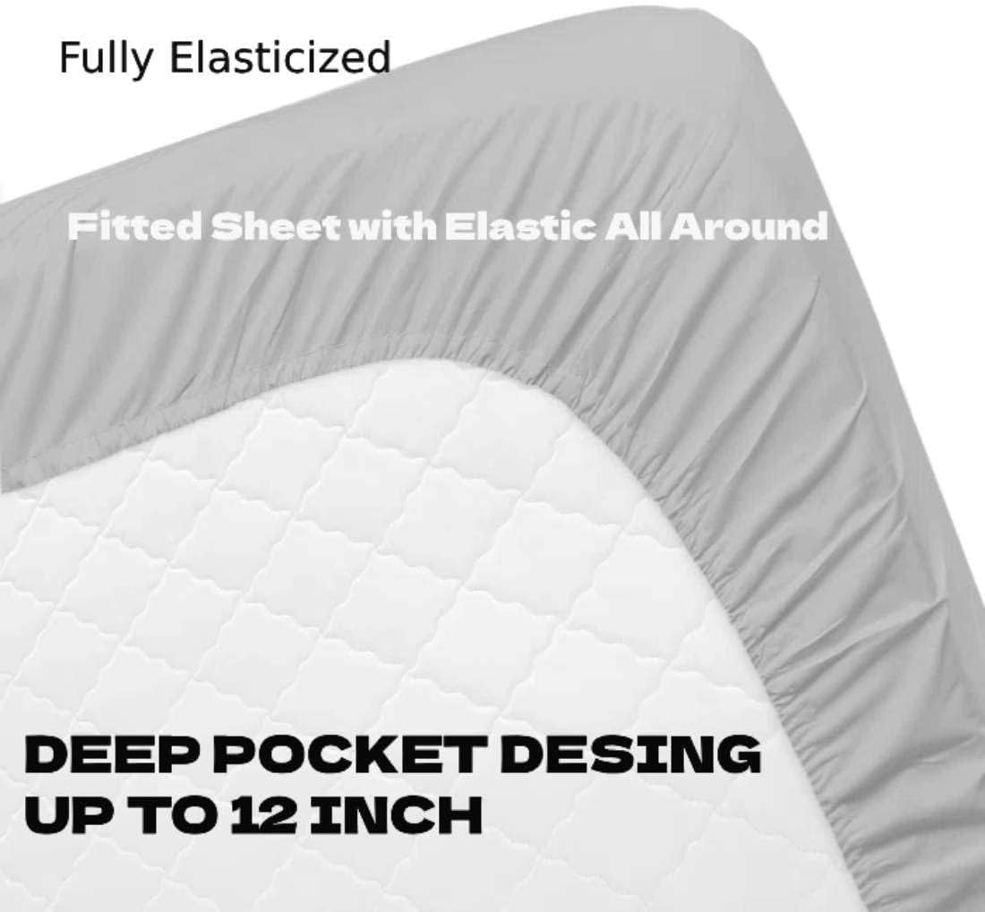 SlumberWell RV King – Sábanas de 72 x 75 pulgadas para caravana, juego de cama de 4 piezas para campistas, sábana bajera ajustable de 8 a 12