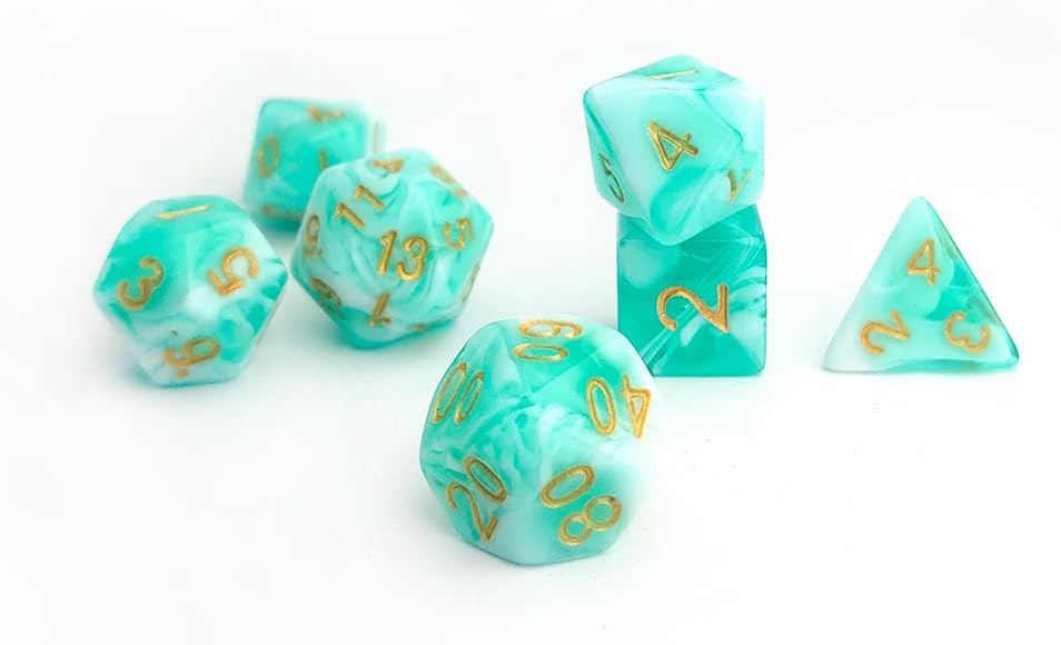 DND – Juego de 7 dados poliédricos para D&D, TTRPG, Calabozos y Dragones, juegos de dados de mesa, accesorios DND, dados del sistema D20verde