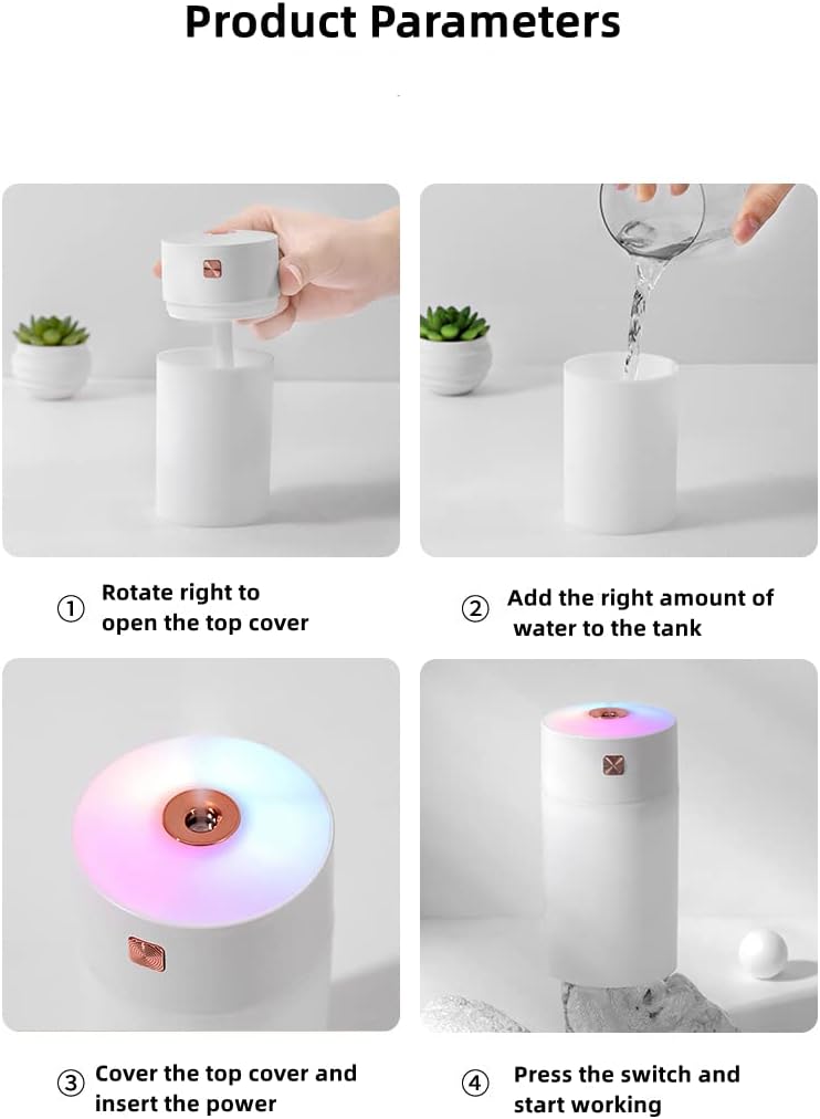 Aerfoyun Mini Humidifier,USB Colorful cool mist humidifier air humidifier humidifiers for bedroom2 Mist Modes, Auto Shut-OffSuper Quiet Portable