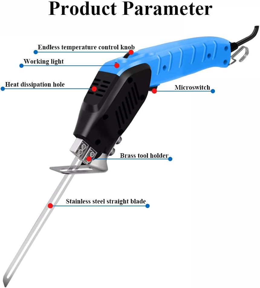 Cortador de espuma eléctrico refrigerado por aire, herramienta de corte de espuma de poliestireno con 4 cuchillas para EPP, EPS, XPS, EVA, EPE, PU,