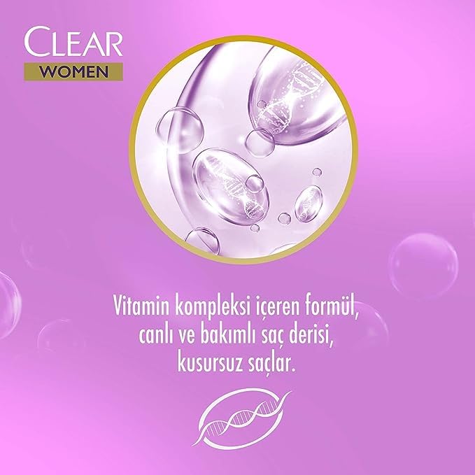 CLEAR MUJER CHAMPÚ ANTICASPA Y CAÍDA DE CABELLO Complejo vitamínico de cuidado completo 350 ML-11.8 Fl Oz